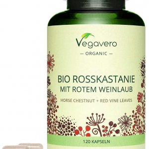 Premium Rosskastanien Kapseln (120 Stück) mit Weinlaub & natürlichem Vitamin C | 90 Tage Vorrat